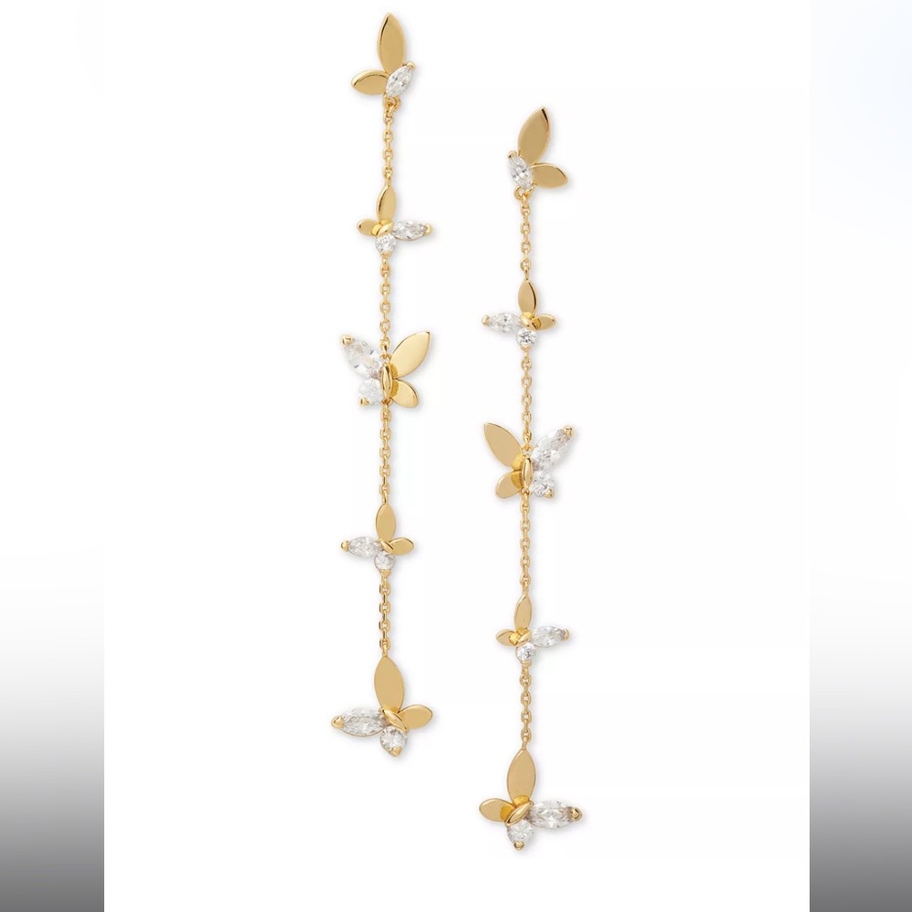 Kate Spade Social Butterfly Goldtone Cubic Zirconia Linear Drop Earrings